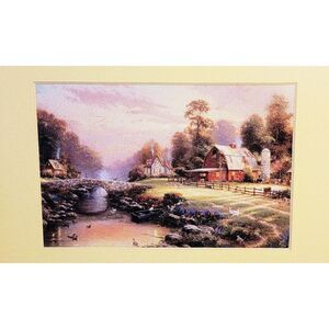 Thomas Kinkade SUNSET AT RIVERBEND FARM 11.5" X 9.5" Framed Print